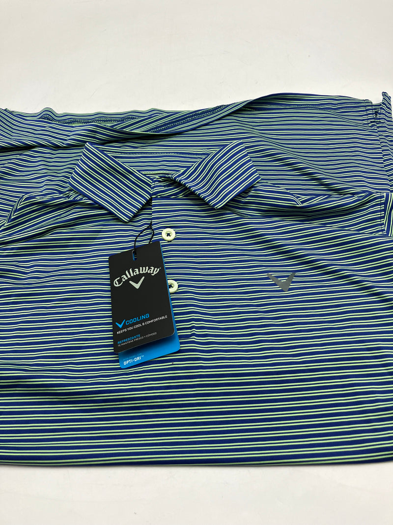 CALLAWAY MEN'S SURPRISE POLO - SIZE: MEN S - GREEN AND BLUE STRIPES - Brand New