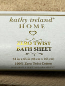KATHY IRELAND PIECE ZERO TWIST COTTON PLUSH BATH SHEET SET, 2 PIECE SET - BEIGE - Brand New