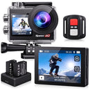 HIICAM ACTION CAMERA 4K WATERPROOF CAMERA 20MP TOUCH SCREEN WIFI 5XZOOM - BLACK - Like New
