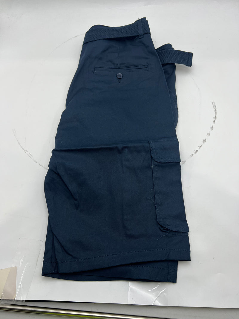 BLUE ICE MEN'S SLIM FIT STRETCH BELTED CARGO SHORTS - SIZE: MEN 34 - NAVY - Brand New