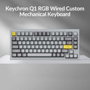 KEYCHRON Q1 RGB 75% LAYOUT QMK/VIA PROGRAMMABLE MACRO W/GATERON G PRO BROWN - Like New