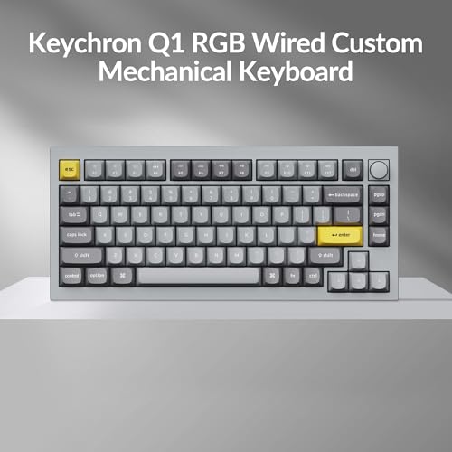 KEYCHRON Q1 RGB 75% LAYOUT QMK/VIA PROGRAMMABLE MACRO W/GATERON G PRO BROWN - Like New