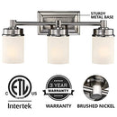 MOTINI 3-Light Vanity Light Fixture Sconce 3-3922-1-101-3 Finish Brushed Nickel - Brand New