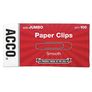 A7072580 JUMBO PAPER CLIPS, JUMBO,.041 GAUGE, 100/BX, 10BX/PK, SILVER - SILVER - Brand New