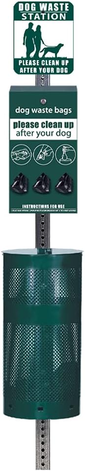 ZERO WASTE USA Rust Proof Aluminum Dog Waste Station for Roll Bags - Matte Green Like New