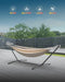 EVERYFUN DOUBLE HAMMOCK WITH SPACE-SAVING STEEL STAND 2P WT 600LB - DC COFFEE - Like New