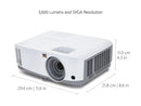 ViewSonic 3800 Lumens SVGA High Brightness Projector for Home and Office with