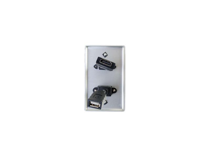 C2G/Cables to Go 39874 HDMI and USB Pass Through Single Gang Wall Plate, Brushed