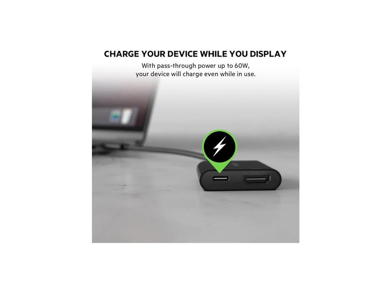 Belkin USB-C to HDMI Adapter W/ USB-C Charge Adapter, 4K UHD Video Passthrough,