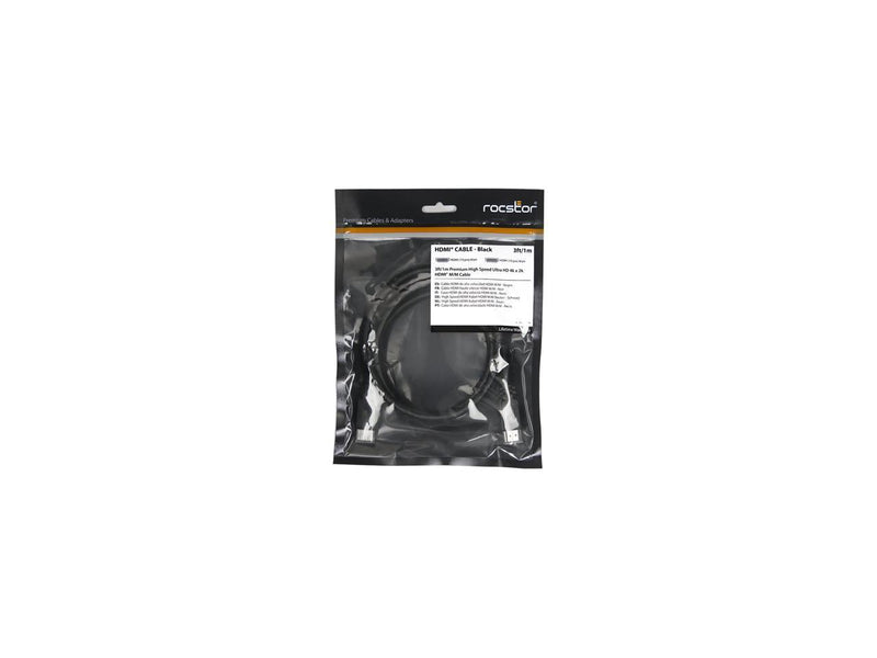 Rocstor Y10C106-B1 1M Hdmi To Hdmi M/M With Ethernet Cable Black