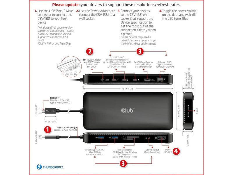 Club 3D Thunderbolt 4 11-in-1 Docking Station CSV-1581