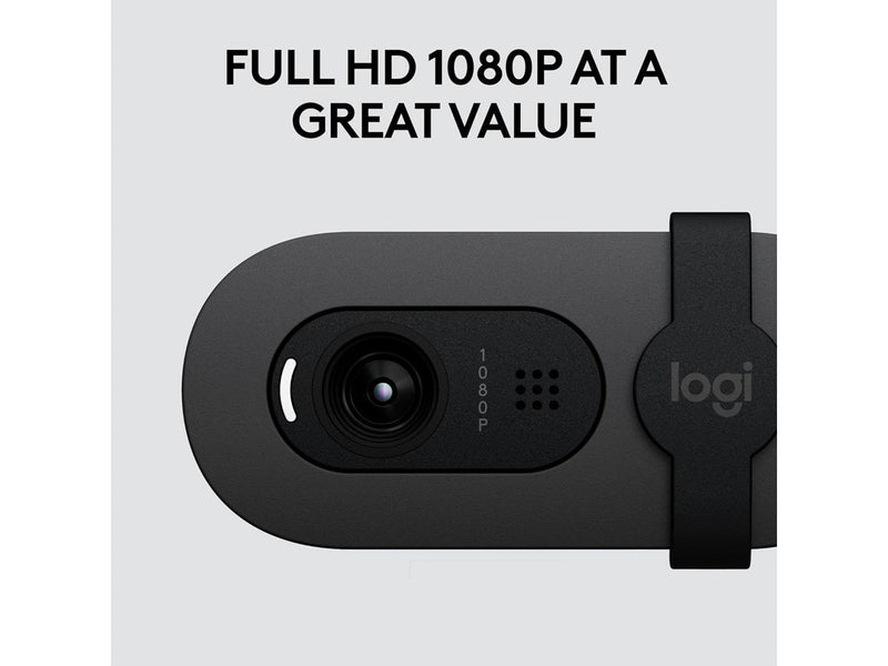 Logitech Brio 105 Full HD 1080p Business Webcam with Auto-Light Balance, USB-A,