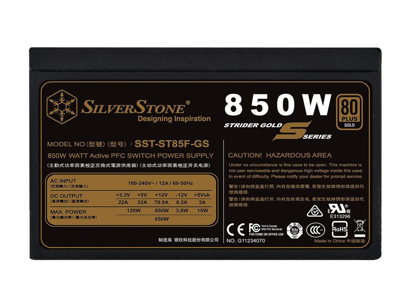Silverstone Strider ST85F-GS V2.0, 80 Plus Gold 850W Fully Modular ATX