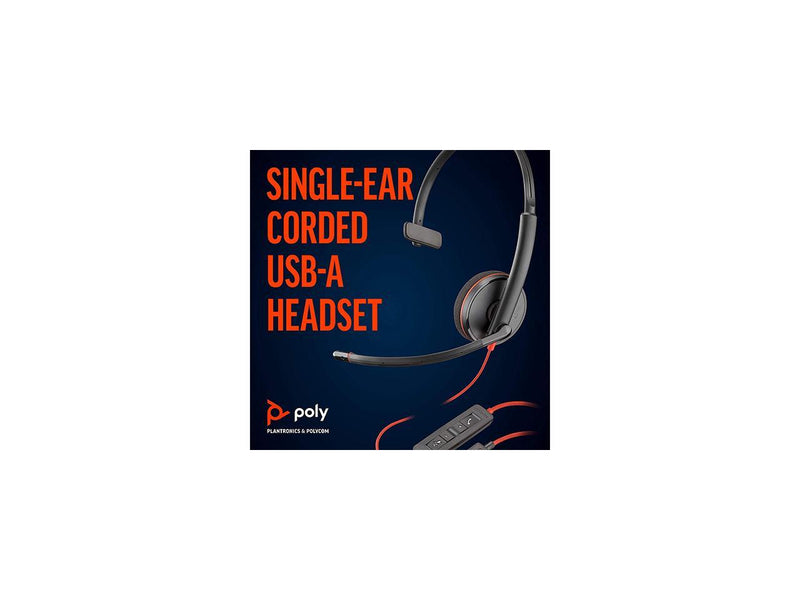 Poly - Blackwire 3210 - Wired, Single Ear (Monaural) Headset (Plantronics) with