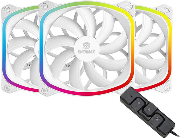 Enermax UCSQARGB12P-W-BP3 Squa RGB PWM 120mm Case Fan, Addressable RGB