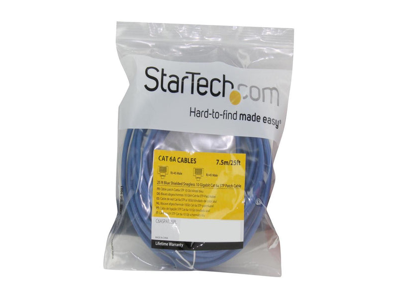 StarTech.com 25 ft Cat6a Patch Cable - Shielded (STP) - Blue - 10Gb Snagless Cat