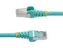 StarTech 2ft CAT6a Ethernet Cable Aqua Low Smoke Zero Halogen LSZH 10 GbE 100W