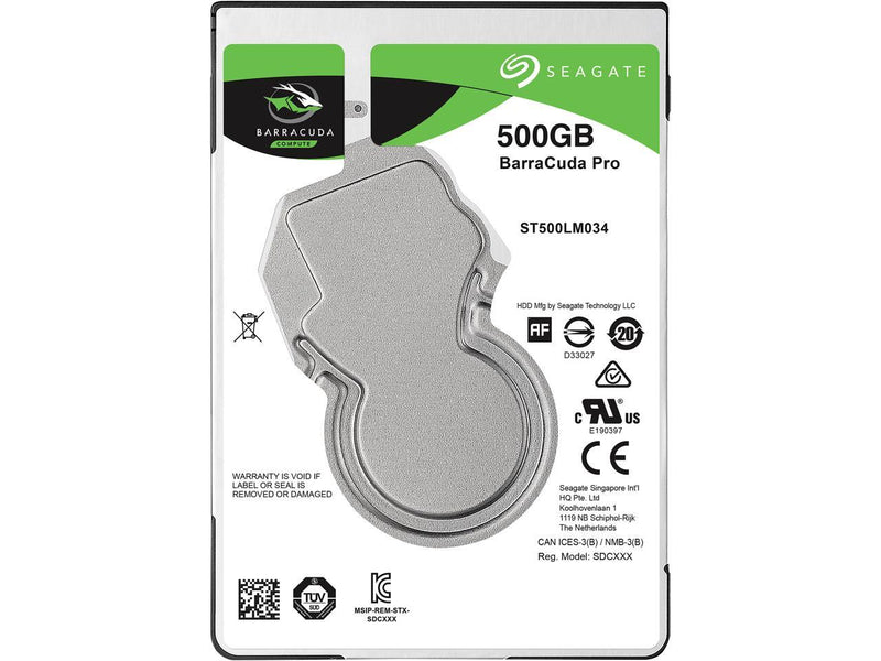 Seagate BarraCuda Pro ST500LM034 500GB 7200 RPM 128MB Cache SATA 6.0Gb/s 2.5"