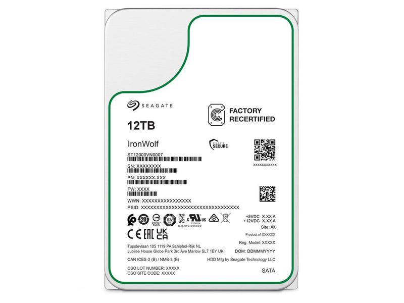 Seagate IronWolf NAS 12TB 7200RPM 256MB Cache SATA 6.0Gb/s 3.5-Inch Internal NAS