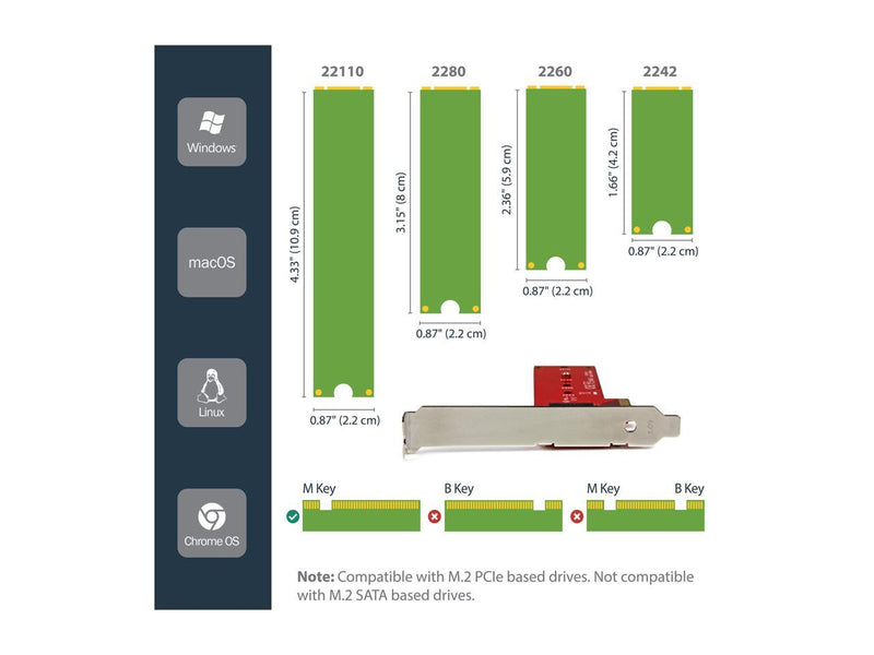 StarTech.com PEX4M2E1 M.2 Adapter - x4 PCIe 3.0 NVMe - Low Profile and