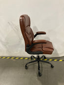 PU LEATHER OFFICE CHAIR ERGONOMIC ADJUSTABLE HEIGHT - BROWN - Like New