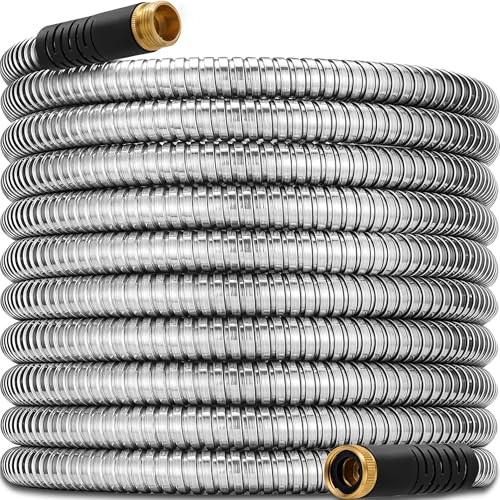 RULOYIU 100 FT STAINLESS STEEL GARDEN HOSE 2025 UPGRADED METAL WATER HOSES - Like New