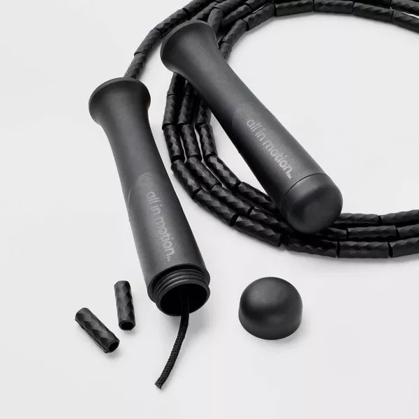 ALL IN MOTION 1.6" SEGMENTED JUMP ROPE, 9FT LENGTH - BLACK - Like New