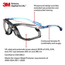 3M SAFETY GLASSES VIRTUA CCS ANSI Z87 ANTI-FOG CLEAR LENS BLUE FRAME - CLEAR - Brand New