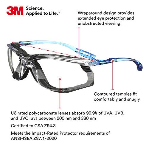 3M SAFETY GLASSES VIRTUA CCS ANSI Z87 ANTI-FOG CLEAR LENS BLUE FRAME - CLEAR - Brand New