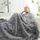 COZY BLISS FAUX FUR THROW BLANKET FOR COUCH, 50 * 60 INCHES - LIGHT GRAY - Like New