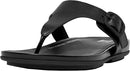 FITFLOP GRACIE RUBBER-BUCKLE LEATHER TOE-POST SANDALS - SIZE: WOMEN 8 - BLACK - Like New