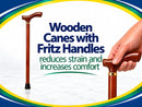Alex Orthopedic Wood Cane Fritz Handle Stylish Walking Stick - Black Stain - Brand New