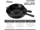 Cuisinel Cast Iron Skillet Lid Set of 2 Kitchen Cookware 8” 12" C12608 - Black - Like New