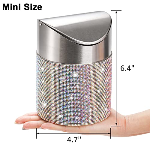 ZOOFOX Countertop Trash Can 1.5L Garbage Bin Swing Lid Stainless Steel - Diamond Like New