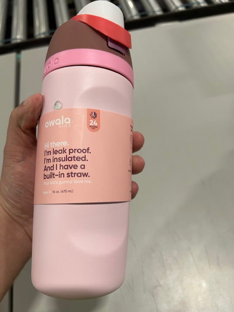 OWALA 16OZ KIDS FREE SIP STAINLESS STEEL CAKE POP COLOR WATER BOTTLE - CAKE POP - Like New