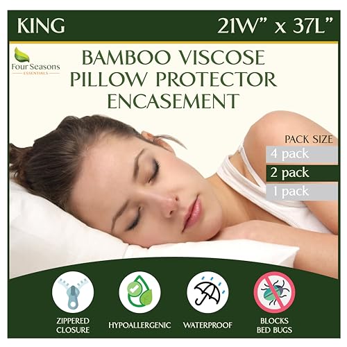 FOUR SEASONS ESSENTIALS KING SIZE WATERPROOF PILLOW PROTECTORS FOUR SEASONS - Like New