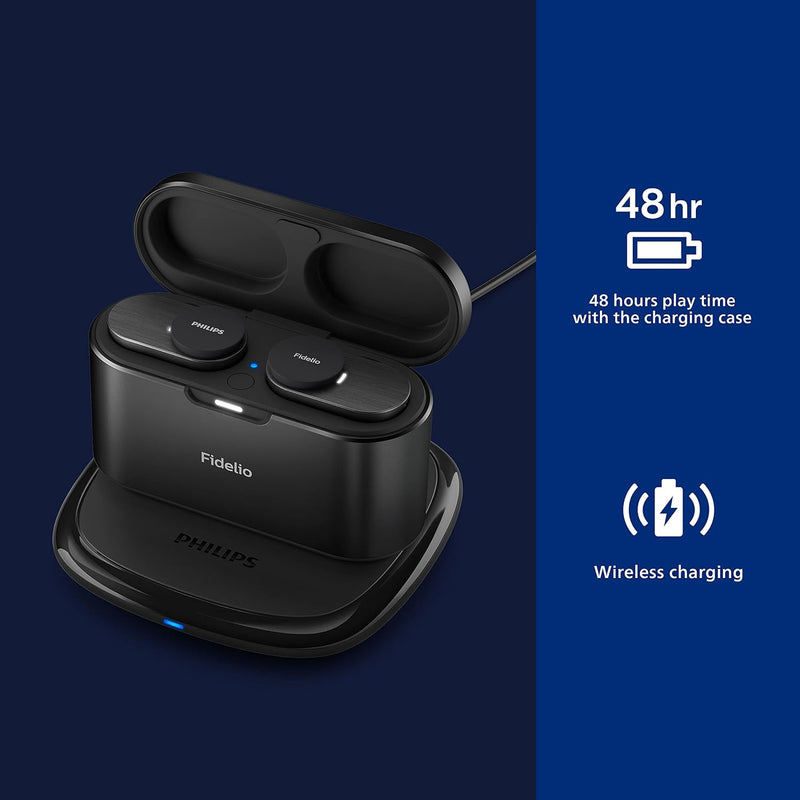 PHILIPS Fidelio T1 True Wireless Headphones, Active Noise Canceling Pro+ -BLACK Like New
