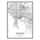 USA FL Tampa Black＆White Minimalist Art 20×28 City Map Painting Poster - Brand New