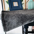 LOMAO Flannel Throw Blanket Wave Texture Lightweight Throw fit Sofa Couch-Gray - Brand New