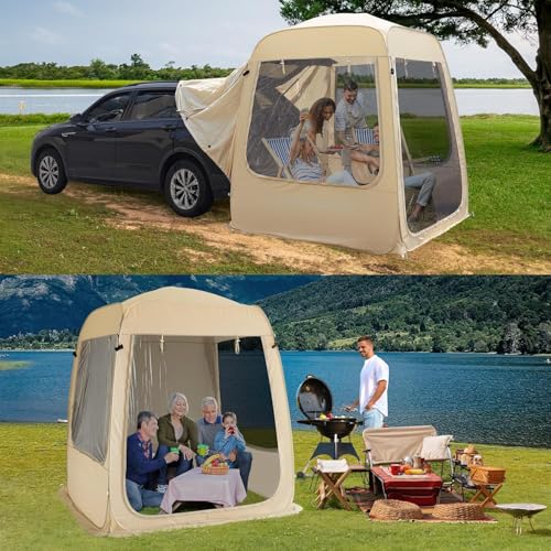 EIGHTEENTEK ALL WEATHER CAMPING SCREEN TENT/SUV TENT, POP UP TENT 9003P - BEIGE - Like New