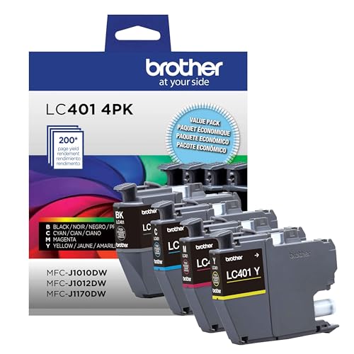 BROTHER GENUINE LC4014PKS STANDARD YIELD 4-PACK INK CARTRIDGES - LOT-LC401-NEW - Brand New