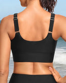 YONIQUE WOMEN SPORTS BRA BIKINI TOP SWIM BRA ATHLETIC BEACH SUIT WOMEN L - BLACK - Like New