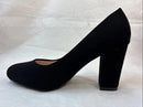 FOREVER-SONGFUL-4 WOMEN PUMPS NUBUCK SUEDE PU 3.5" HI-CHUNKY - SIZE: 7 - BLACK - Like New