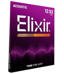 ELIXIR 80/20 BRONZE COATING LIGHT GUITAR STRINGS 11052 - 1 PACK (.012-.053) - Like New