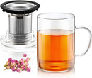Suyika Tomotime Glass Tea Cup Lid Stainless Steel Infuser Basket Clear Tea Mug - Like New