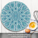 CounterArt Ocean Fantasy 4mm Heat Tolerant Round Tempered Cutting Board 16" - Brand New