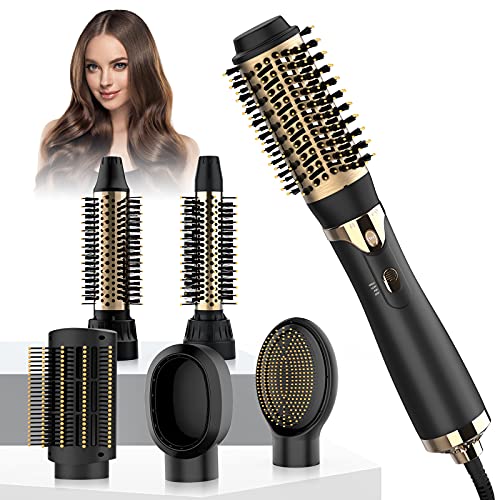 NAJUKYY HAIR BRUSH 6 IN 1 DETACHABLE DRYER STYLER CURLING SCALP MASSAGE - BLACK - Like New