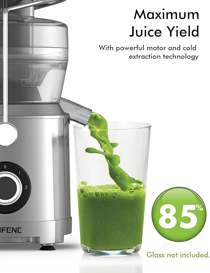 SiFENE Juicer Rapid Juice Extractor 1300W Peak JE2105 - Light Silver Like New