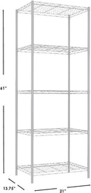 Home Basics 5 Tier Wire Shelving Unit Steel Storage Shelves WS49899 - WHITE - Like New