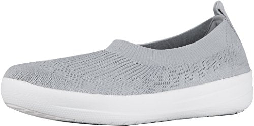 FitFlop Women's O83 Uberknit Slip-On Ballerina Flat, Pearl -6.5 - Like New